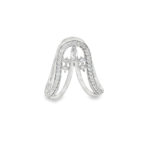 Silver Cocktail Ring with Marquise Cut Diamond