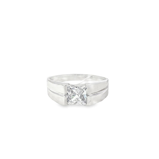 White Gold Solitaire Ring with Princess Cut Diamond