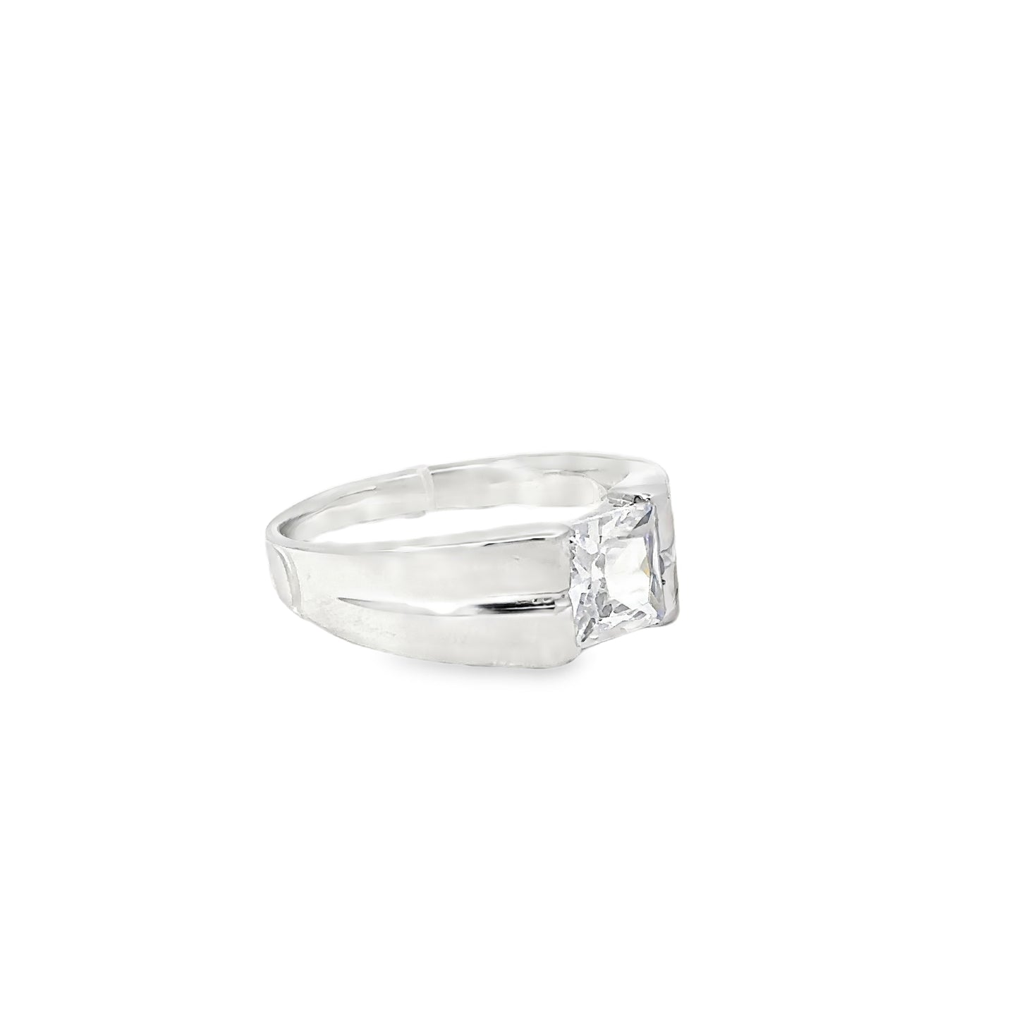 White Gold Solitaire Ring with Princess Cut Diamond
