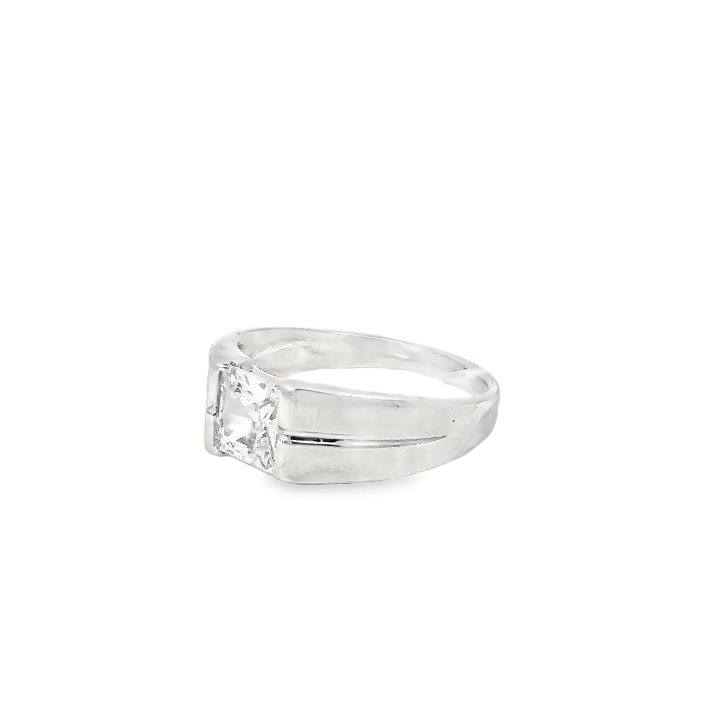 White Gold Solitaire Ring with Princess Cut Diamond