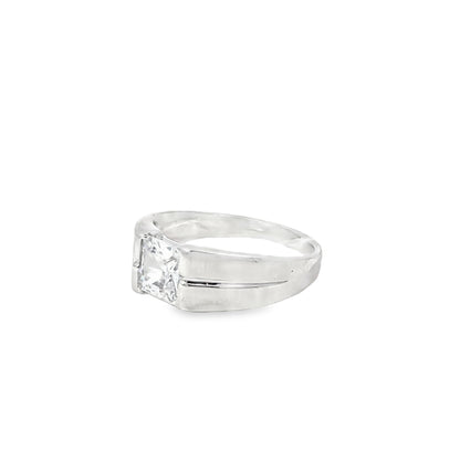 White Gold Solitaire Ring with Princess Cut Diamond