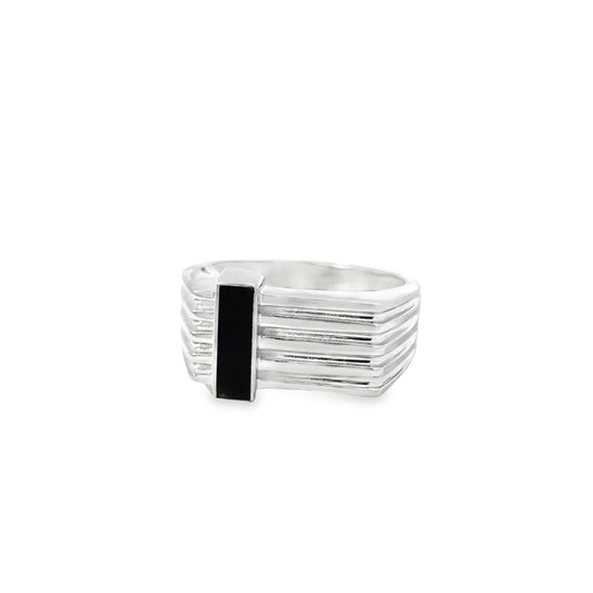 Silver Signet Ring with Emerald-Cut Onyx