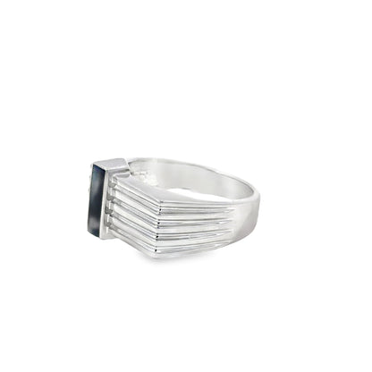 Silver Signet Ring with Emerald-Cut Onyx