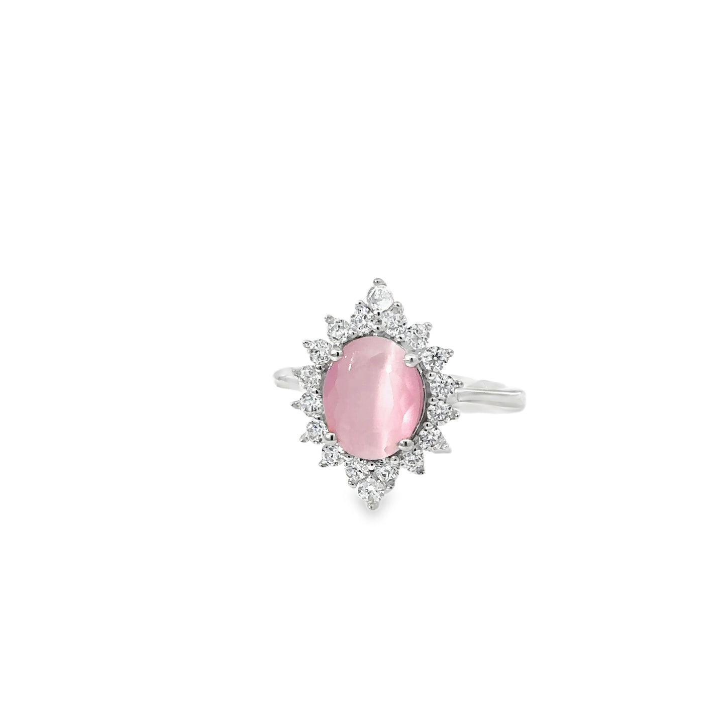 Silver Ring with Rose Quartz Cabochon