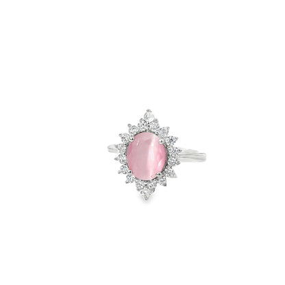 Silver Ring with Rose Quartz Cabochon