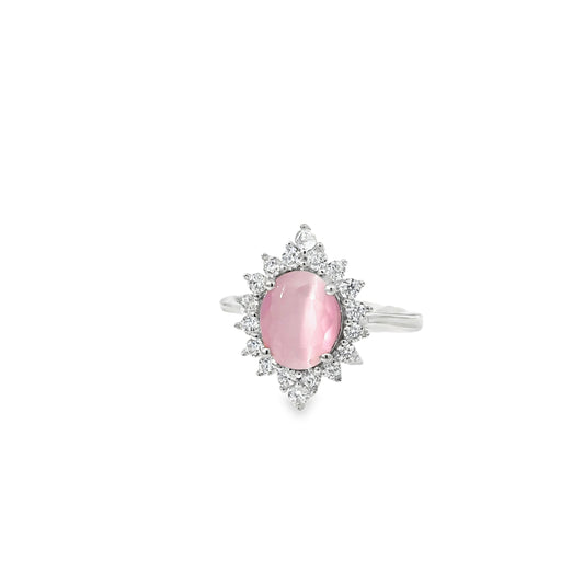 Silver Ring with Rose Quartz Cabochon