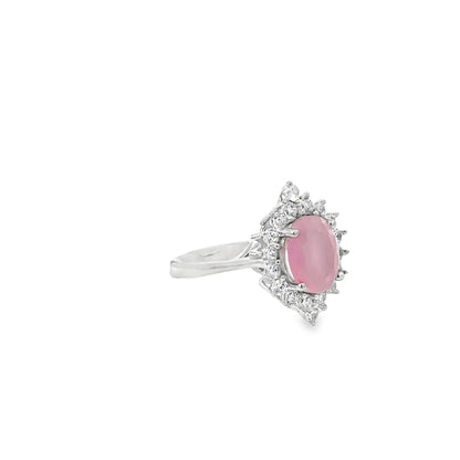Silver Ring with Rose Quartz Cabochon