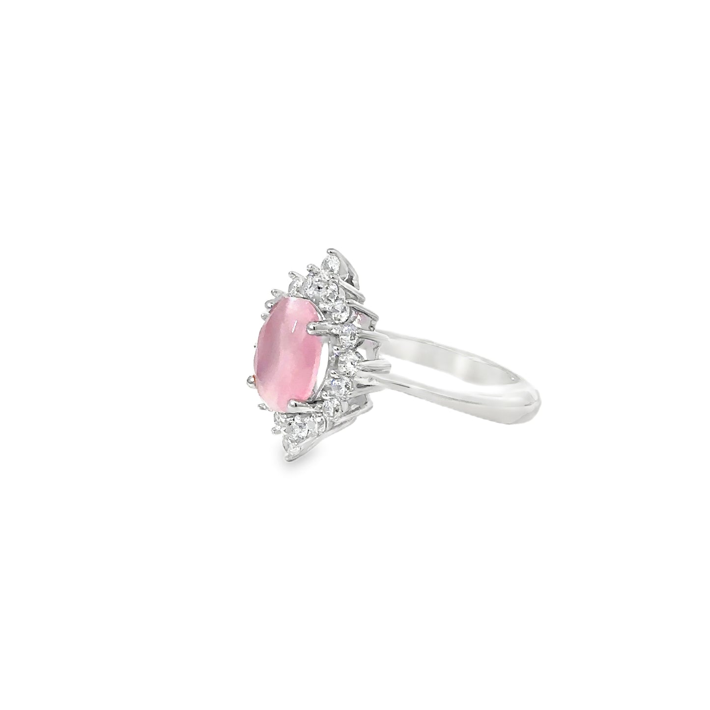 Silver Ring with Rose Quartz Cabochon