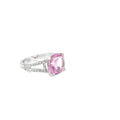 Cushion Cut Purplish Red Morganite White Gold Cocktail Ring