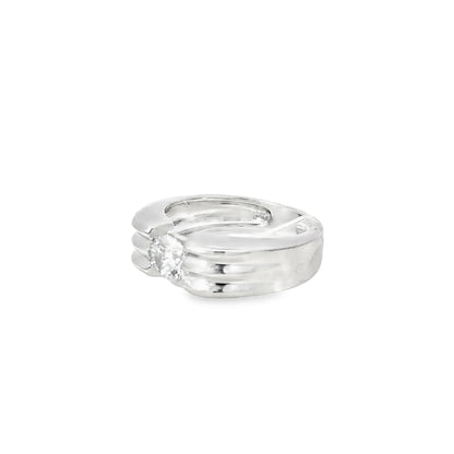White Gold Solitaire Ring with Round Cut Diamond