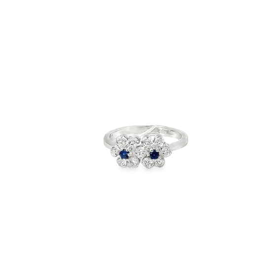 Silver Multistone Ring with Royal Blue Sapphires