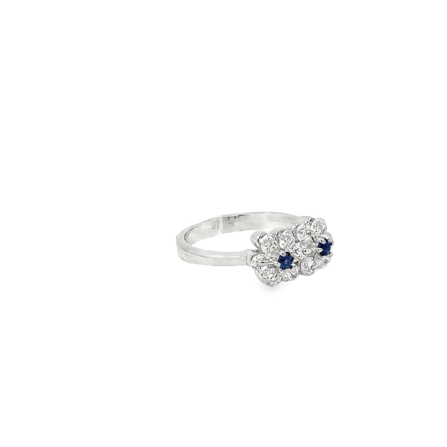 Silver Multistone Ring with Royal Blue Sapphires