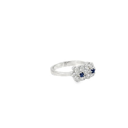 Silver Multistone Ring with Royal Blue Sapphires