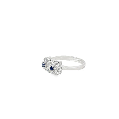 Silver Multistone Ring with Royal Blue Sapphires