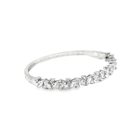 Silver Bangle with Marquise-Cut Diamonds