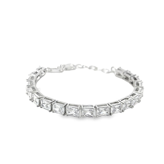 Princess Cut Diamond Tennis Bracelet in Sterling Silver