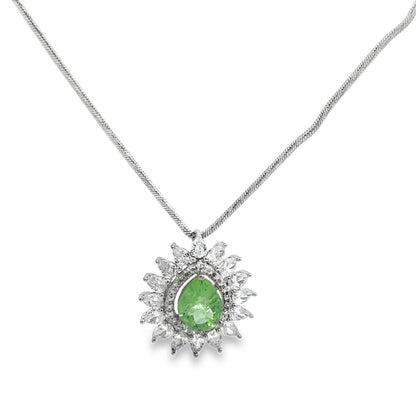 Sterling Silver Peridot Pear Charm Necklace