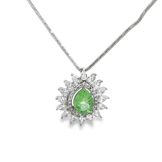 Sterling Silver Peridot Pear Charm Necklace