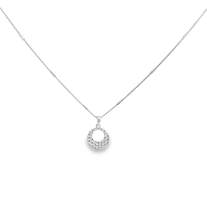 Sterling Silver Patterned Circle Charm Necklace