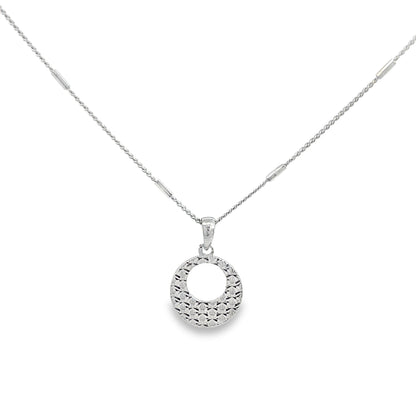 Sterling Silver Patterned Circle Charm Necklace