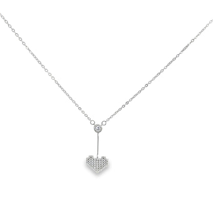 Sterling Silver Pixel Heart Charm Necklace