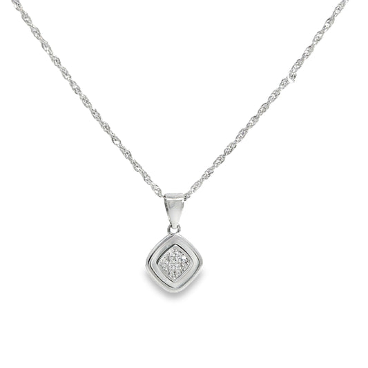Sterling Silver Necklace with Round Cut Diamond