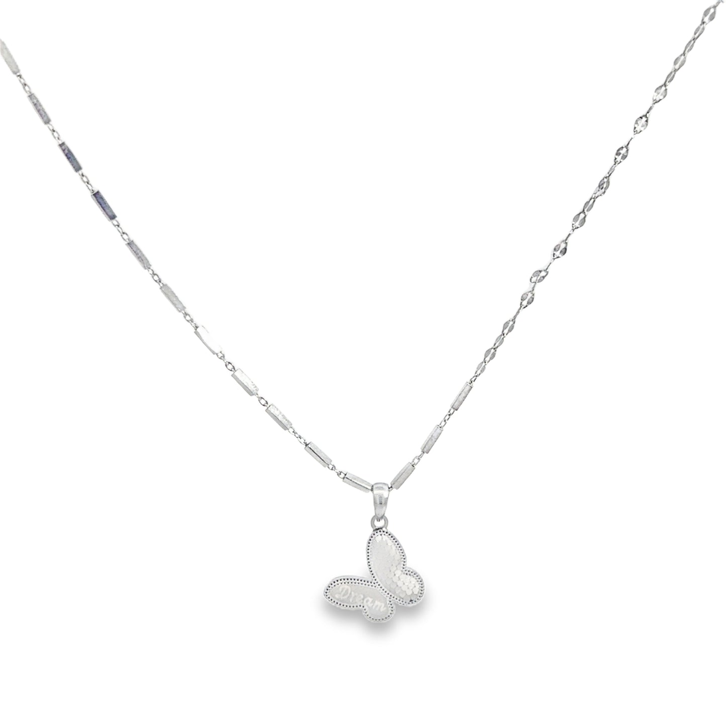 Silver Chain Necklace with Butterfly Pendant