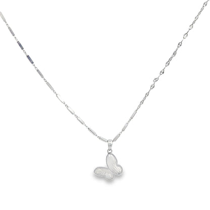 Silver Chain Necklace with Butterfly Pendant