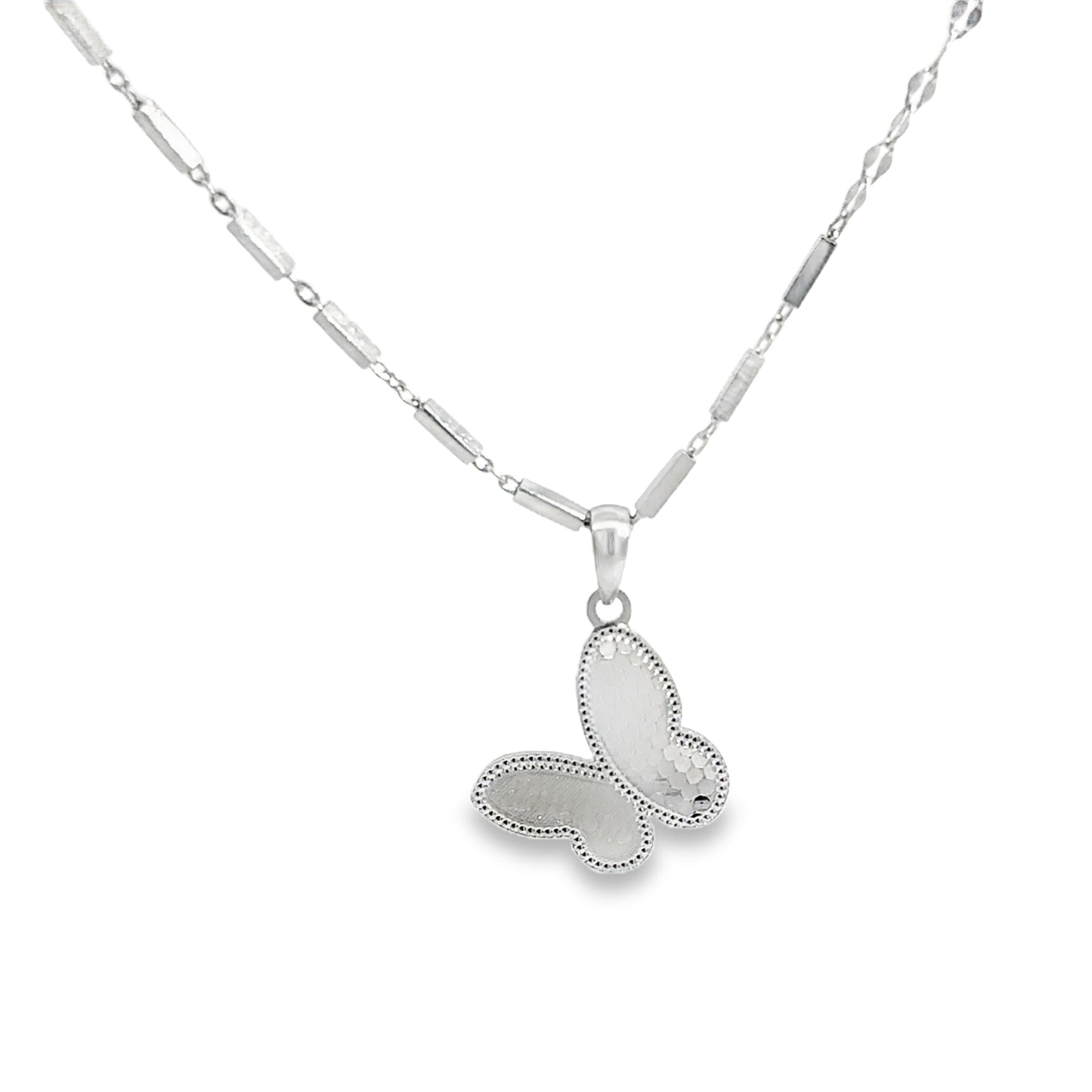 Silver Chain Necklace with Butterfly Pendant