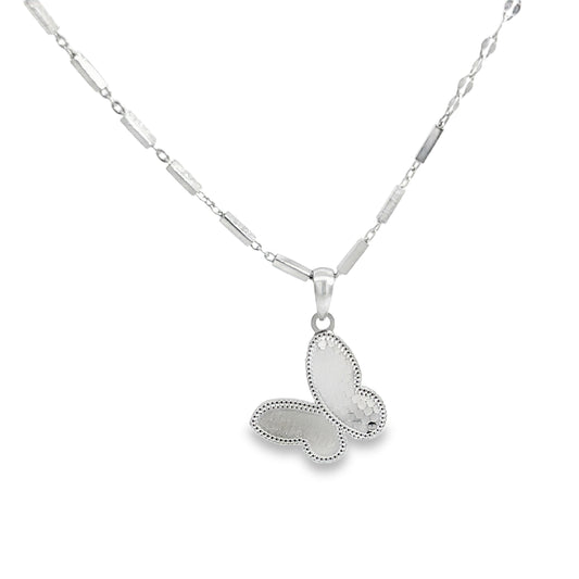 Silver Chain Necklace with Butterfly Pendant