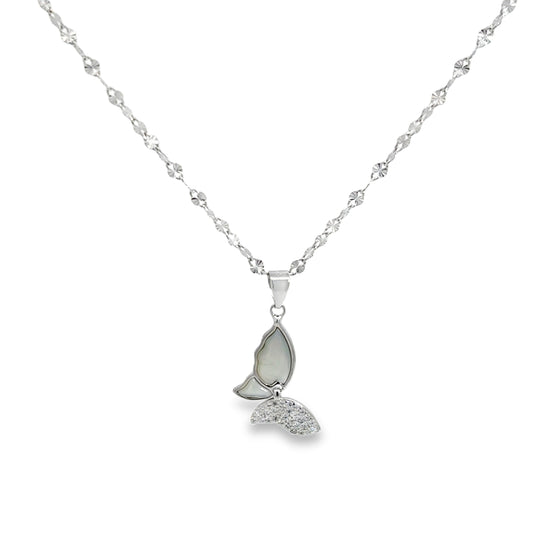 Silver Butterfly Charm Necklace