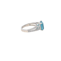 Cushion Cut Blue Topaz Cocktail Ring in White Gold