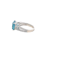 Cushion Cut Blue Topaz Cocktail Ring in White Gold