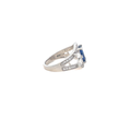 Emerald-Cut Blue Sapphire Solitaire Cocktail Ring in White Gold