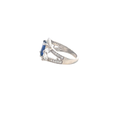 Emerald-Cut Blue Sapphire Solitaire Cocktail Ring in White Gold