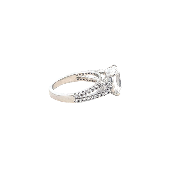 Cushion Cut Green Quartz Sterling Silver Cocktail Ring