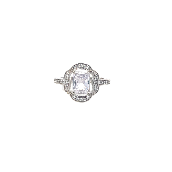 Emerald Cut Diamond White Gold Cocktail Ring