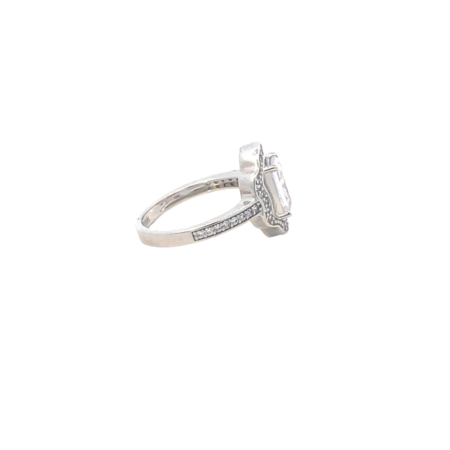 Emerald Cut Diamond White Gold Cocktail Ring