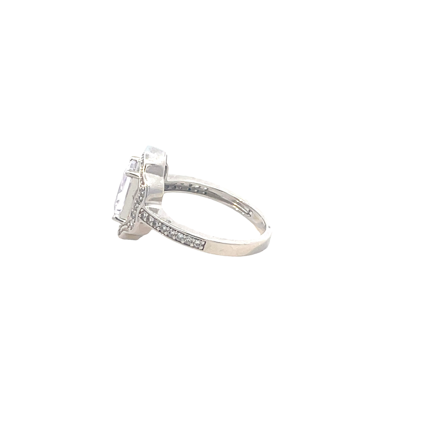 Emerald Cut Diamond White Gold Cocktail Ring