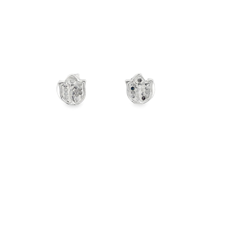 White Gold Diamond Stud Earrings in Silver