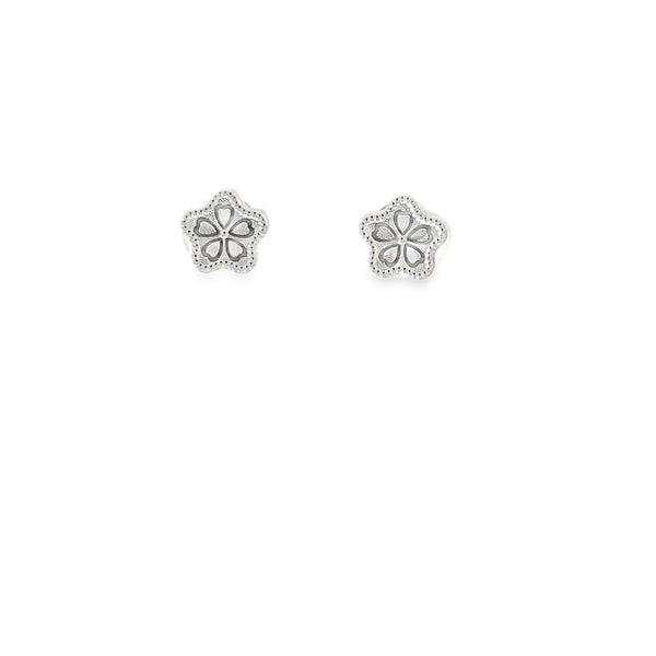 925 Silver Floral Star Stud Earrings