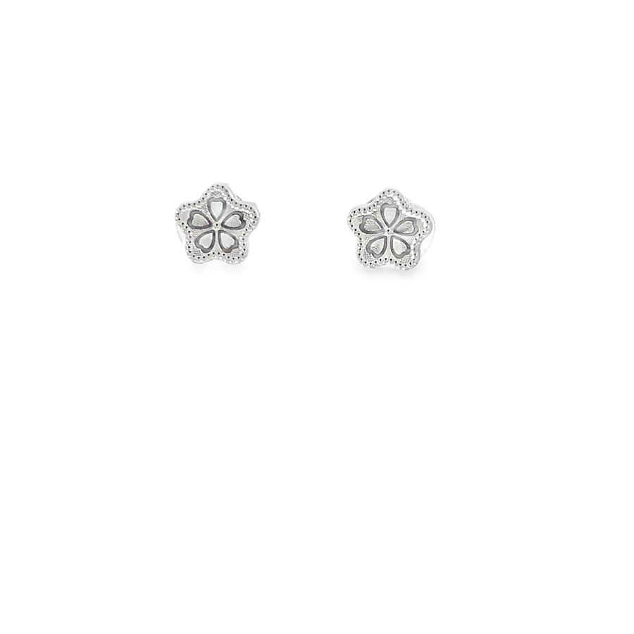 Elegant Diamond Circular Stud Earrings in 14K White Gold