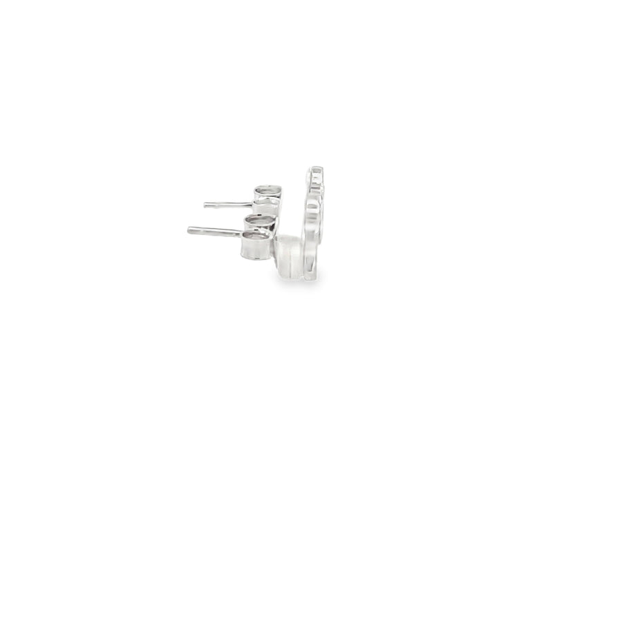 Elegant Diamond Circular Stud Earrings in 14K White Gold