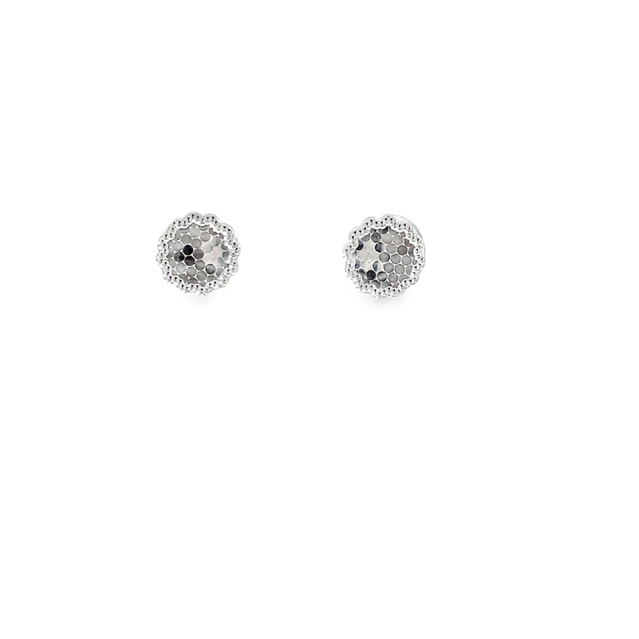 Contemporary White Gold Geometric Circular Stud Earrings
