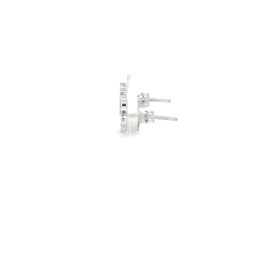 Contemporary White Gold Geometric Circular Stud Earrings