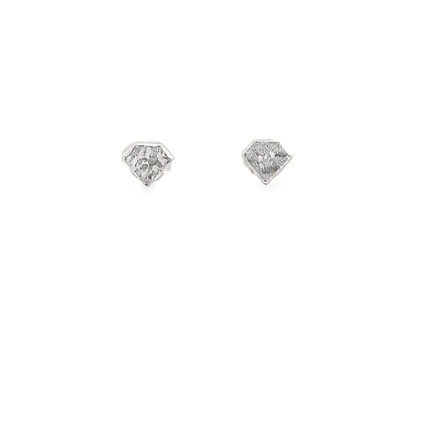 Modern Hexagonal White Gold Brilliant Cut Diamond Stud Earrings
