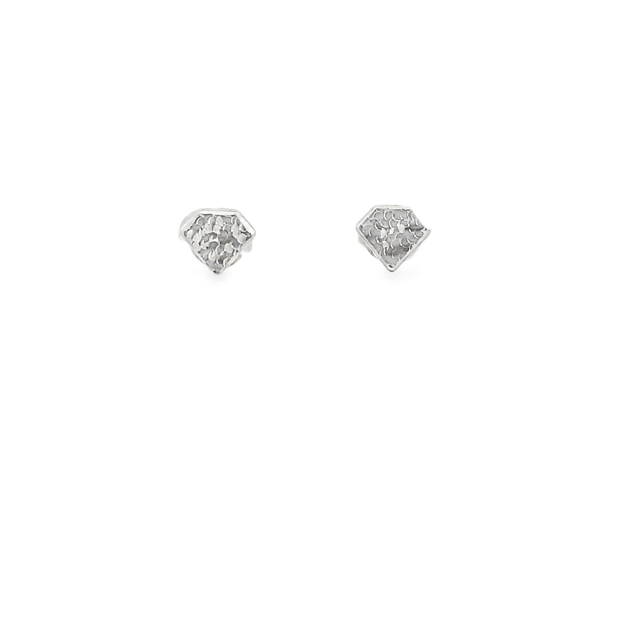 Modern Hexagonal White Gold Brilliant Cut Diamond Stud Earrings