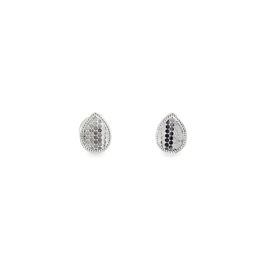 Minimalist White Gold Four-Petal Floral Stud Earrings