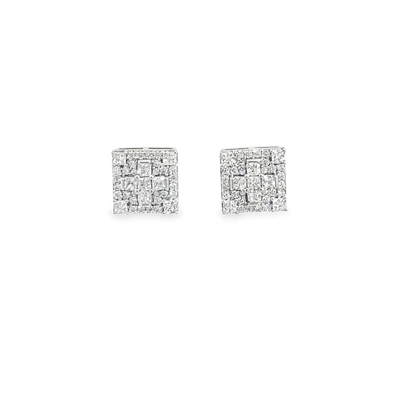 Square Brilliant-Cut Diamond Stud Earrings in 14K White Gold