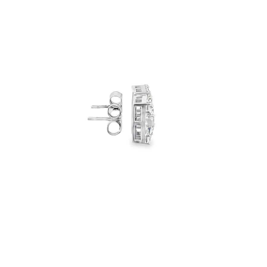 Square Brilliant-Cut Diamond Stud Earrings in 14K White Gold